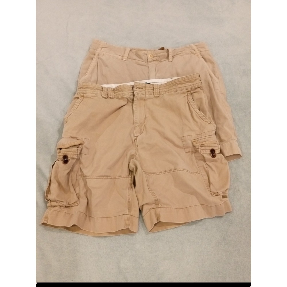 2 Mens Polo Ralph Lauren Y2k Cargo Chino Khaki Shorts Size 38